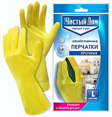 ЧИСТЫЙ ДОМ Перчатки хозяйственные (L) (Техноэкспорт)  / 12 /240