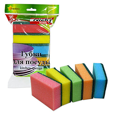 Губка для посуды 10*7*3см 5шт Nicky Home (Эрмита) / 60