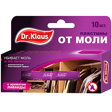 ДОКТОР КЛАУС Пластины от моли 10 шт в кор . БЕЗ ЗАПАХА / 24