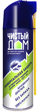ЧИСТЫЙ ДОМ Аэрозоль от летающих и ползающих насекомых (фл 150 мл) (Техноэкспорт) / 24
