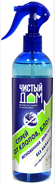 ЧИСТЫЙ ДОМ Спрей от клопов, блох, мух(места посадки), кожеедов, тараканов, муравьев с экстрактом ромашки (фл 400 мл) (Техноэкспорт) / 6 / 24