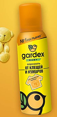  Gardex Baby Аэрозоль от клещей и  комаров на одежду 100 мл / 24