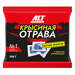КРЫСИНАЯ ОТРАВА  мягкие брикеты  с мумифицир.эффектом  100г / 50