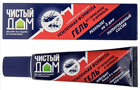 ЧИСТЫЙ ДОМ Гель-ТУБА универсальный от тараканов и муравьев УСИЛЕННОГО ДЕЙСТВИЯ (туба 50мл) (Техноэкспорт) / 40