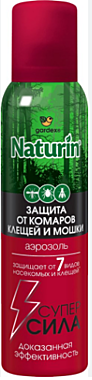 Gardex Naturin Супер Сила 3 в 1 Аэрозоль от комаров, клещей и мошки, 80 мл / 24