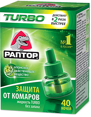 РАПТОР Жидкость от комаров TURBO 40 ночей / 24