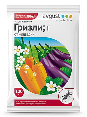 ГРИЗЛИ препарат для защиты картофеля, овощных, цветочных и других культур от МЕДВЕДКИ (пакет) 100гр. (Август) / 70