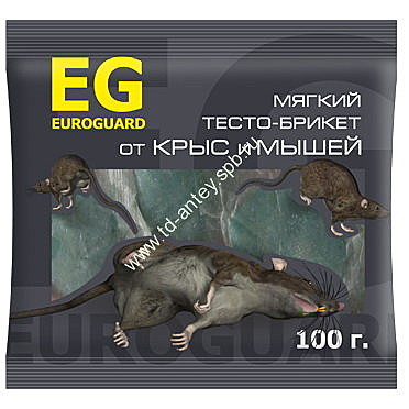 ЕВРО ГАРД тесто брикет от крыс и мышей 100 гр / 50