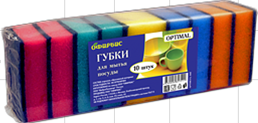 ГУБКА д/мытья посуды OPTIMAL 10шт. в пленке 