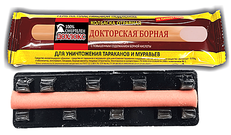 ДОХЛОКС от ТАРАКАНОВ И МУРАВЬЕВ колбаска борная ДОКТОРСКАЯ (гель на подложке) (Технологии Дохлокс) / 60