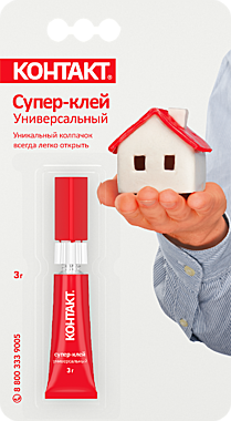 КОНТАКТ супер-клей 3 гр. БЛИСТЕР (шоу-бокс) /10 /120