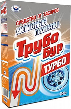 ТРУБОБУР Активные гранулы ТУРБО средство от засоров канализационных труб 300 гр.  (2102) НБТ / 24
