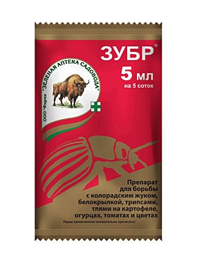 ЗУБР от тли, белокрылки, колор. жука,трипсов (амп. 5 мл) (Зеленая Аптека) / 150 