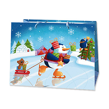 Пакет подарочный НГ бумажный 22,9*17,8*9,8см (27741) (M) ГОРИЗОНТ Антелла (Эрмита) / 12