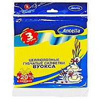 Салфетка целлюлозная губчатая 15*13*0,4см 3шт ВУОКСА Антелла +20% (Эрмита) / 100