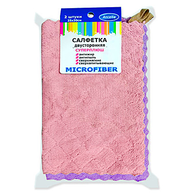 Салфетка микрофибра 25*30см 2шт. СУПЕРПЛЮШ Антелла (Эрмита) / 200