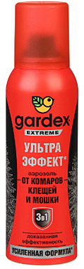 Gardex Extreme УЛЬТРА ЭФФЕКТ 3в1 Аэрозоль от комаров, клещей, мошки 100 мл. / 24