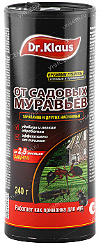 ДОКТОР КЛАУС Гранулы от МУРАВЬЁВ и приманка для МУХ, банка 240 гр. / 24