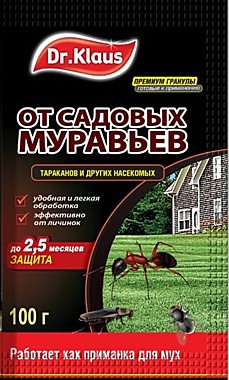 ДОКТОР КЛАУС Гранулы от МУРАВЬЁВ и др. насекомых (тараканов, мух) , саше 100 г (10 штук в шоубоксе) / 30